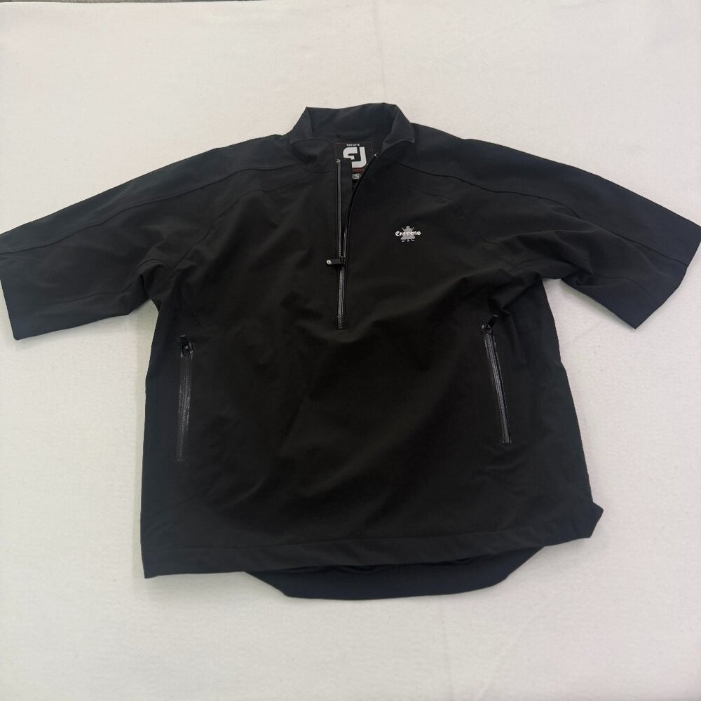 FootJoy DryJoys Jacket Mens M Black Tour Collection Golf Short Sleeve 1/2 Zip